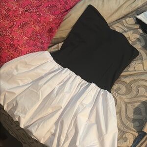Black and White Strapless Dress